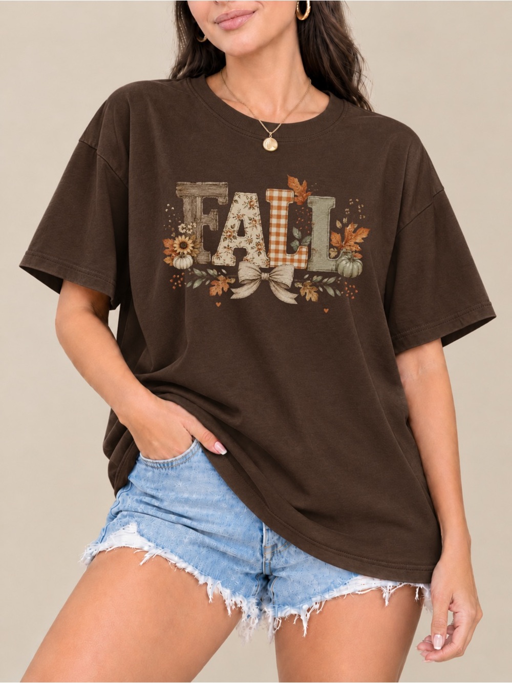 Gildan Brown Short-Sleeve Fall Pumpkin Graphic Unisex T-Shirt